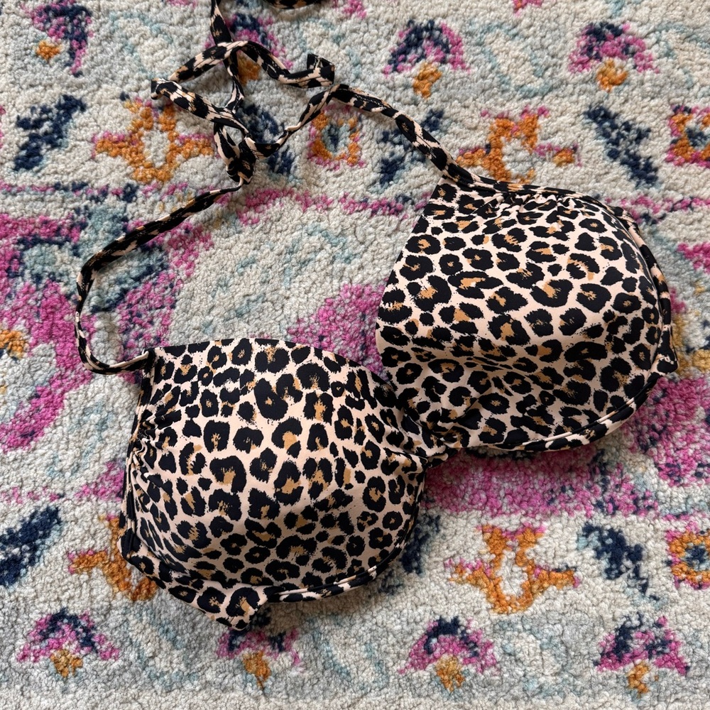 Xhiliaration Leopard Print Padded Bikini Top